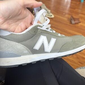New Balance Olive and White Sneakers